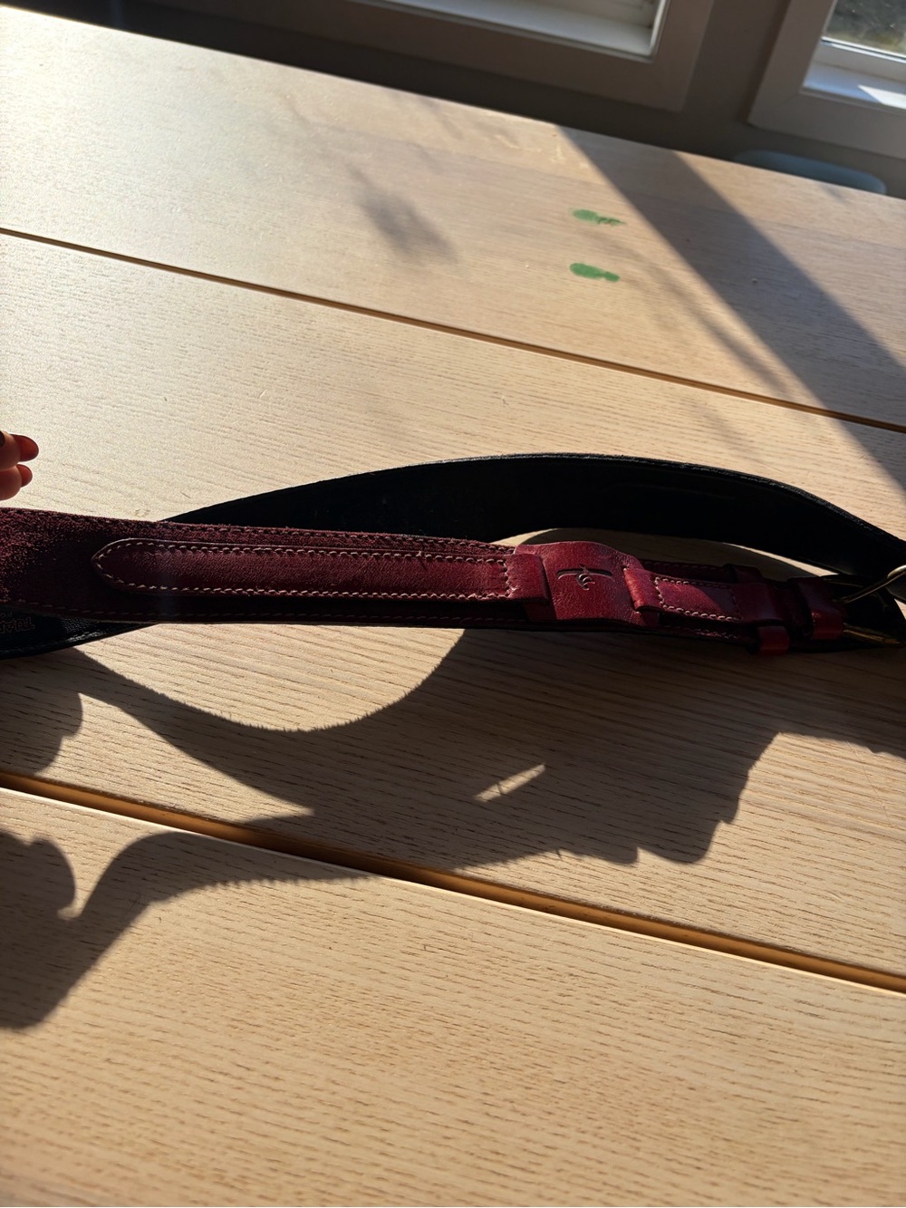 Sisley Dark Burgundy Leather Belt with Brass Buckle